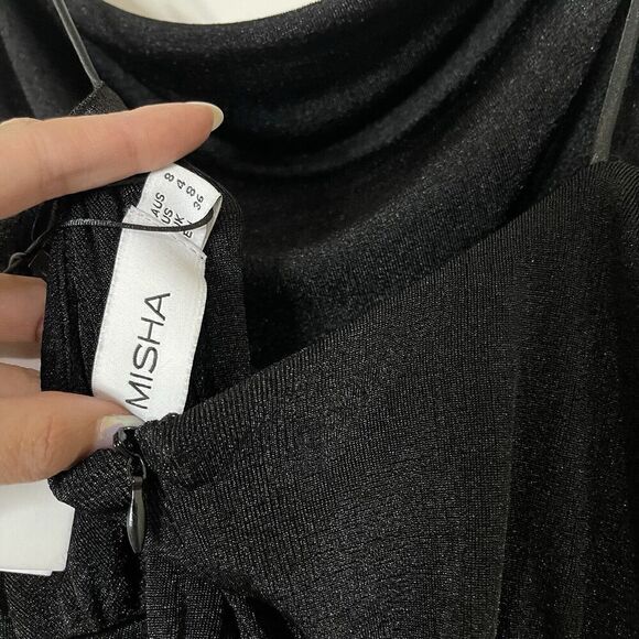 NEW! MISHA Moyra black vneck cocktail pantsuit jumpsuit US 4 $253 - Picture 10 of 11